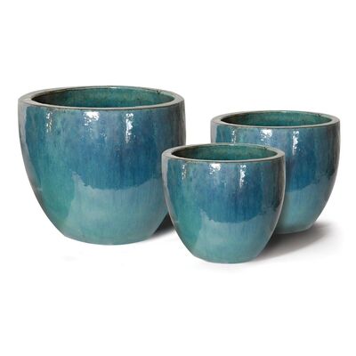 Donica mrozoodporna Glazed Egg Pot Celadon 22 x 21 cm niebieski