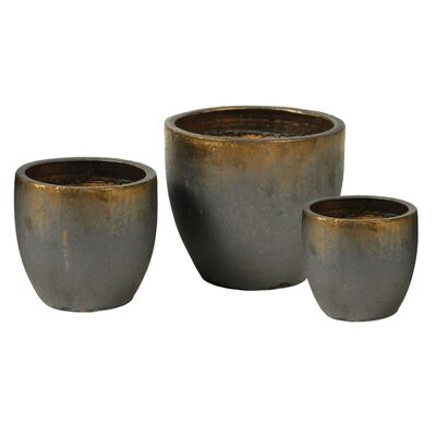 Donica mrozoodporna Glazed Egg Pot Bronze 30 x 26 cm brązowy