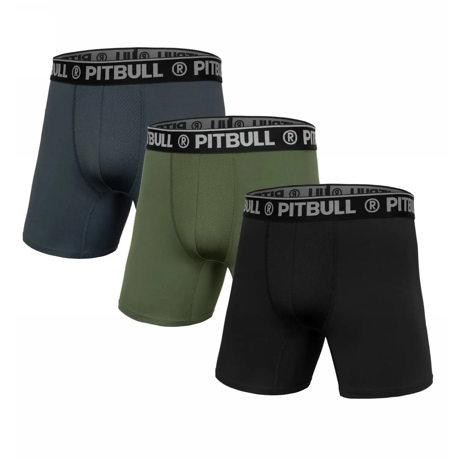 PITBULL Bokserki 3-pak Sport - Oliwkowe/Grafitowe/Czarne S