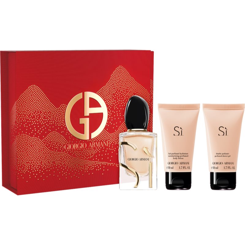 Giorgio Armani Sì Zestaw woda perfumowana 50 ml + mleczko do ciała 50 ml + żel pod prysznic 50 ml