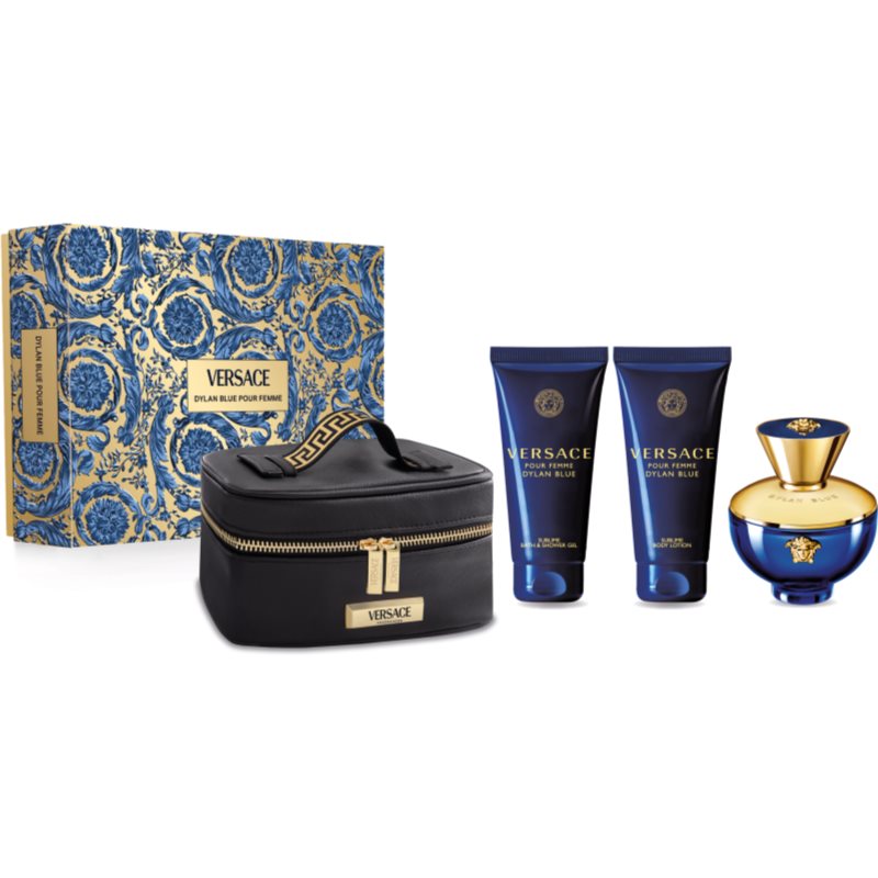 Versace Pour Femme Dylan Blue Zestaw EDP 100 ml + mleczko do ciała 100 ml + żel pod prysznic 100 ml + kosmetyczka