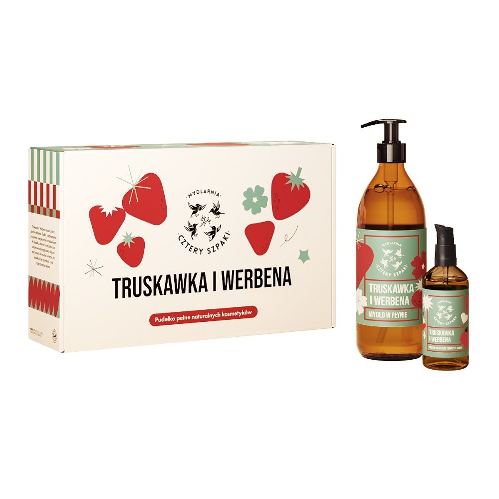 Truskawka i Werbena zestaw olejek do masażu 100ml + mydło w płynie 500ml