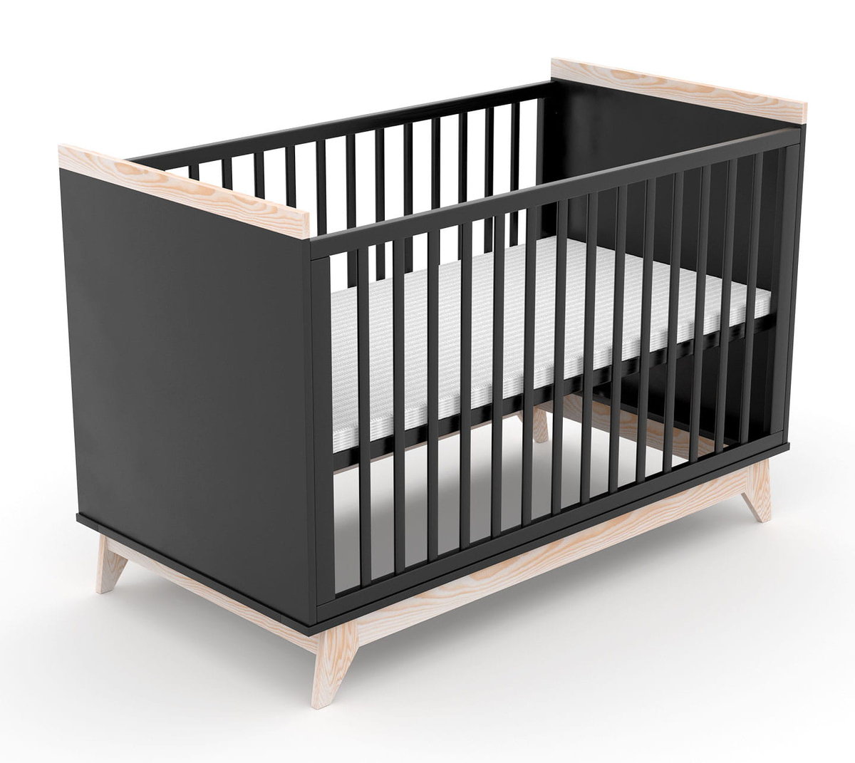 Vigo ������eczko z barierk�� w stylu skandynawskim 120x60 - kolor antracyt/naturalny