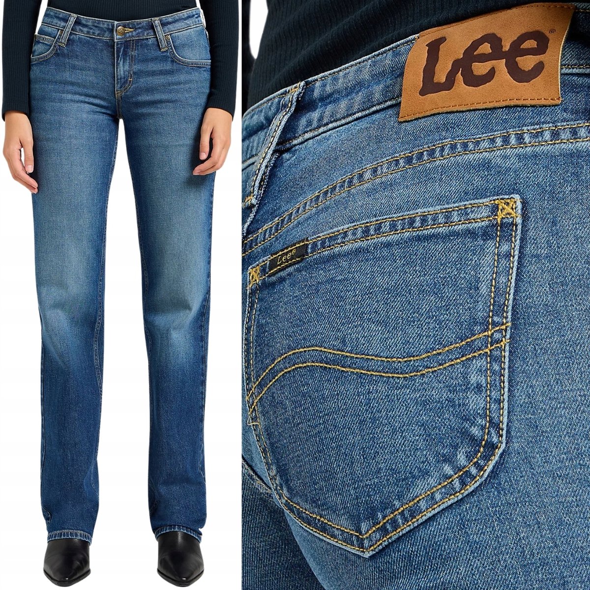 Lee ZOE A New Age NISKIE CIEMNE PROSTE DAMSKIE SPODNIE JEANSOWE W31 L33