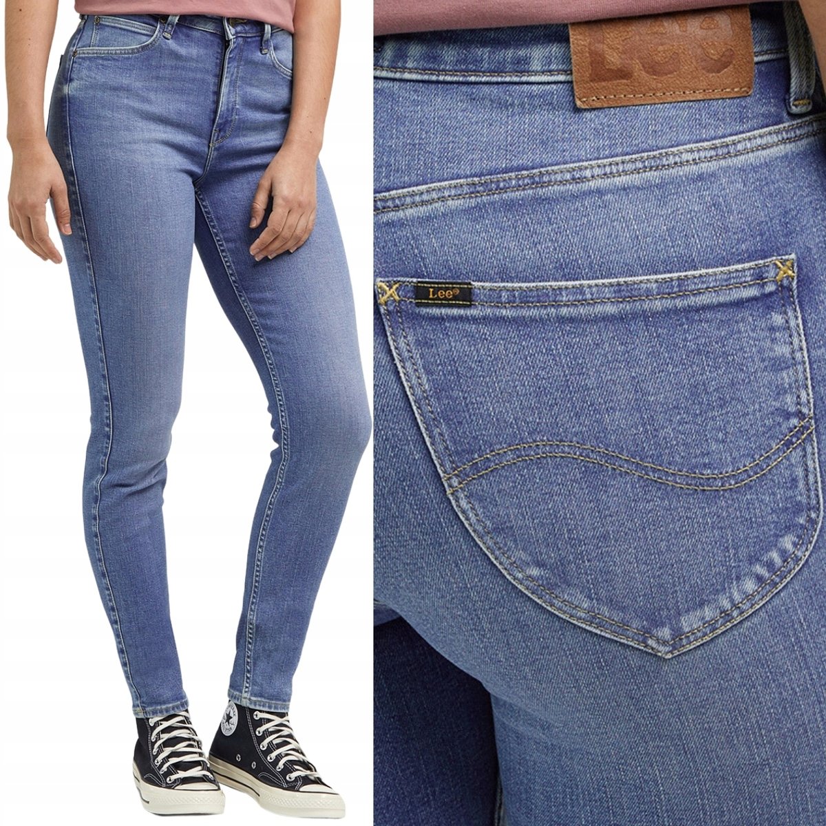 Lee SCARLETT HIGH Breese WYSOKIE DAMSKIE SPODNIE JEANSOWE RURKI W28 L33