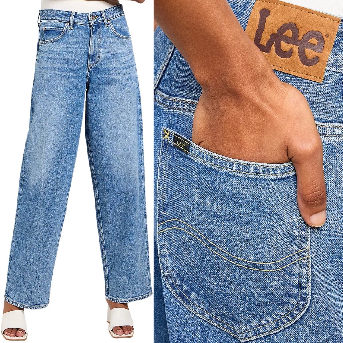 Lee RIDER LOOSE Downpour WYSOKIE LUŹNE DAMSKIE SPODNIE JEANSOWE W30 L33