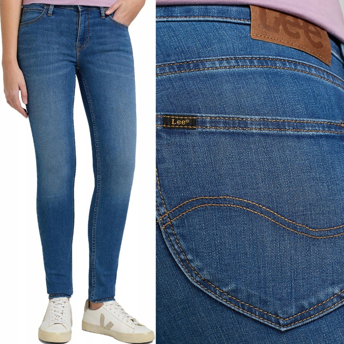 Lee SCARLETT SKINNY Used BLUE DżINS DAMSKIE SPODNIE JEANSOWE RURKI W28 L33