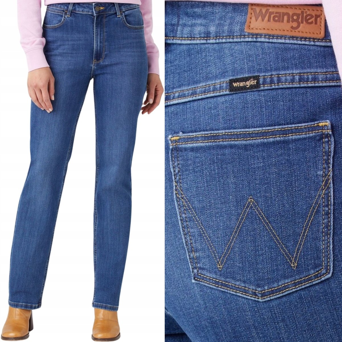 Wrangler STRAIGHT Hudson PROSTE DAMSKIE WYSOKIE SPODNIE JEANSOWE W27 L30