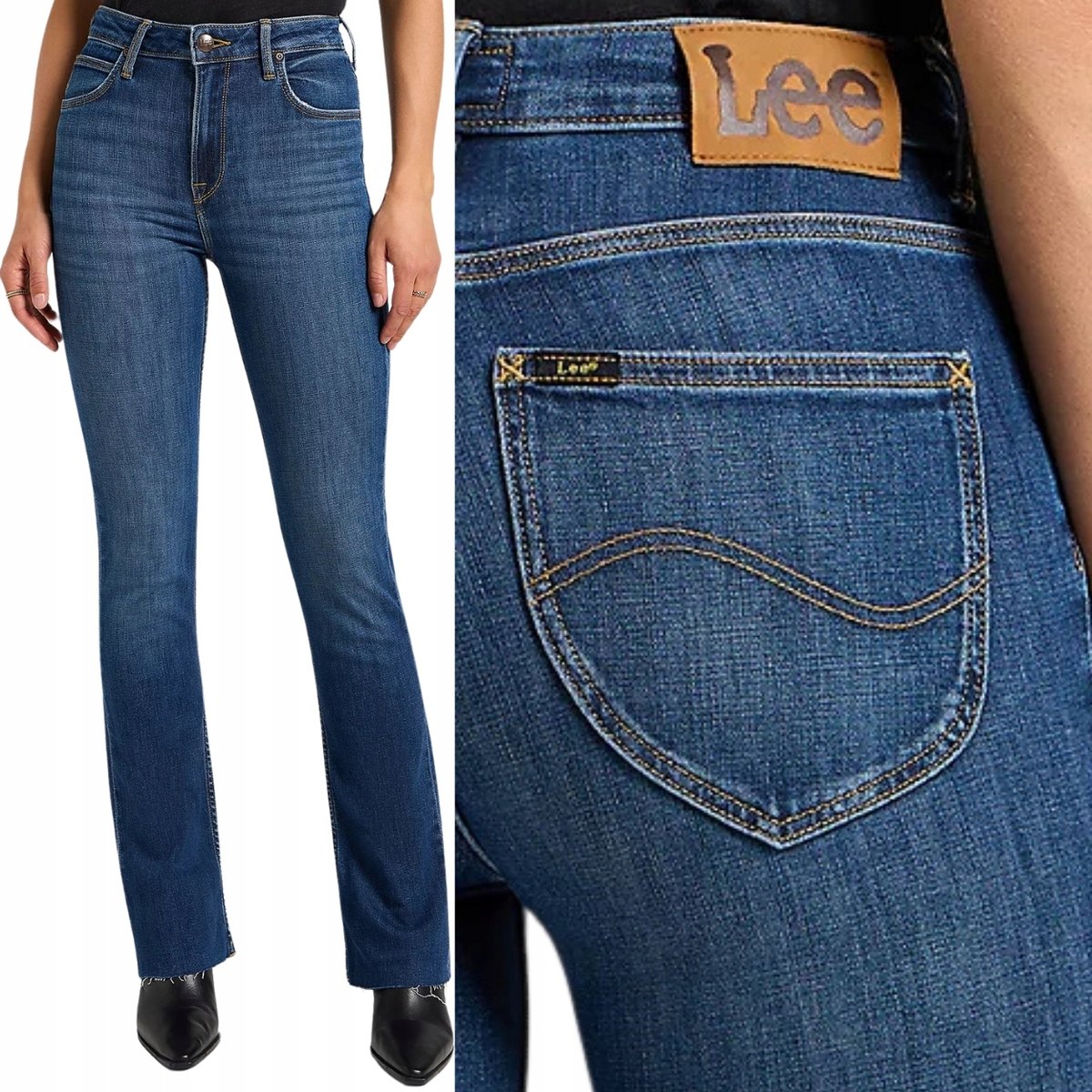 Lee Breese Boot Bootcut Raw Rozszerzane Damskie Spodnie Jeansowe W28 L33