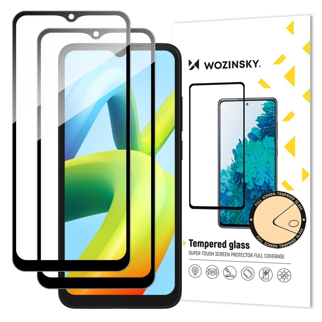 Wozinsky Full Glue Tempered Glass 2x szk��o hartowane do Xiaomi Redmi A2 / Redmi A1 9H na ca��y ekran z czarn�� ramk��