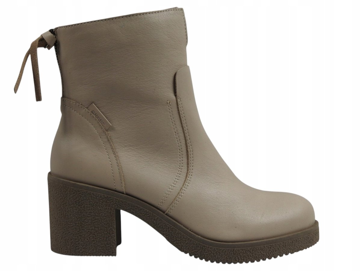 Be��owe botki damskie Nessi 23518 sk��ra modne klocek platforma r.37