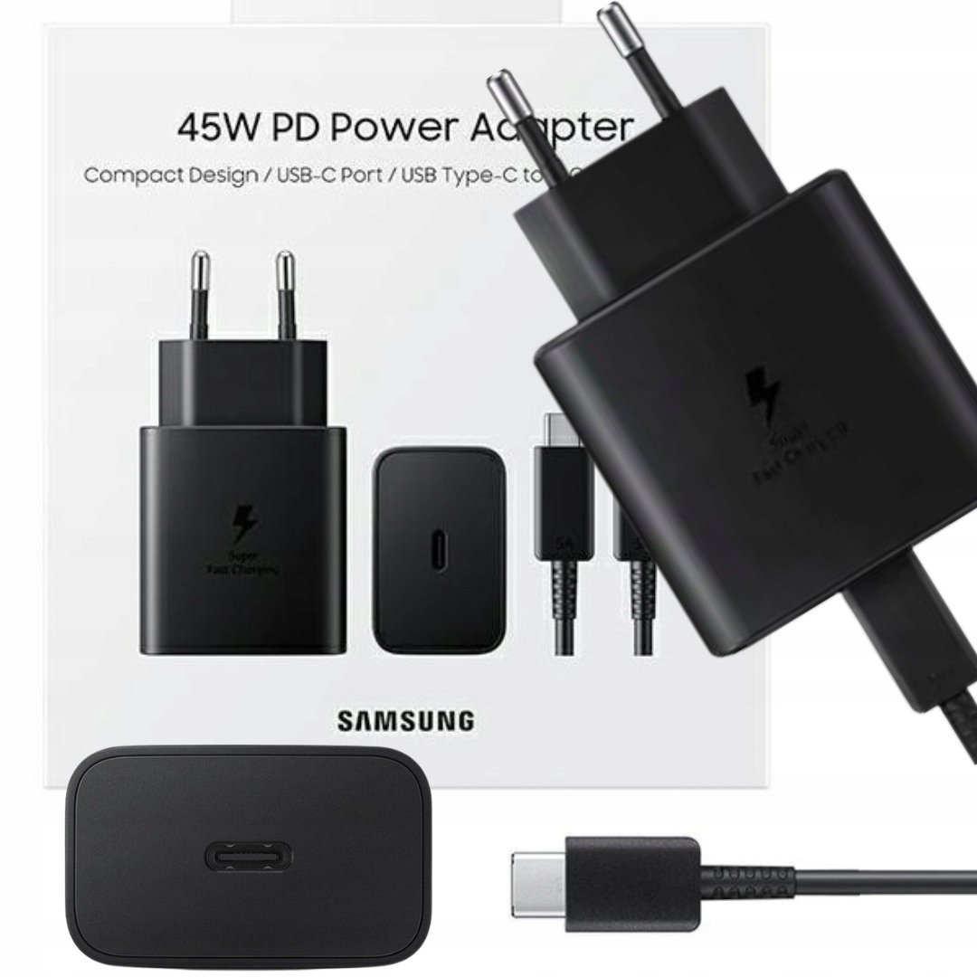 ORYGINALNA SZYBKA ��ADOWARKA SAMSUNG 45W FAST CHARGING + KABEL USB-C 1M