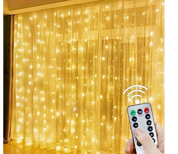 KURTYNA ��WIETLNA kurtyna LED 3x3 m 300 LED USB pilot+ haczyki CIEP��Y BIA��Y