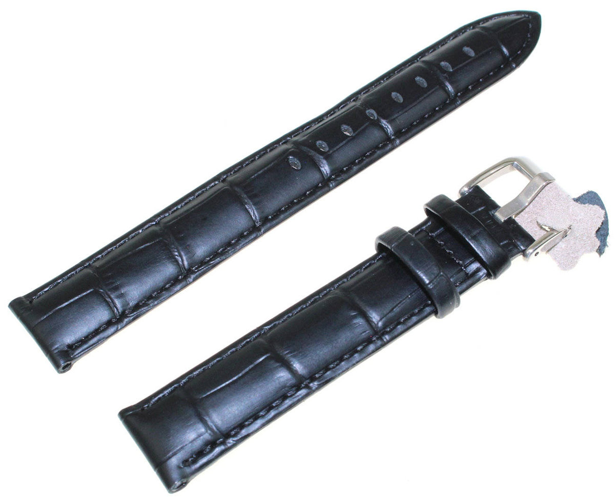Sk��rzany pasek do zegarka 18 mm Diloy 368EL.18.1 czarny XL