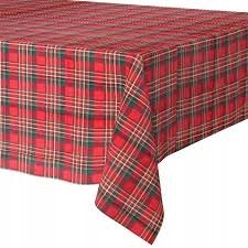 Obrus Świąteczny Czerwona Kratka Zielony 130x180 Plamoodporny Święta KRATĘ