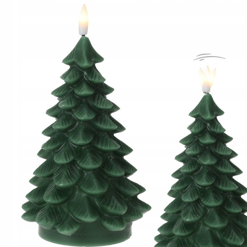 Świeczka Led Choinka Zielona Świeca Świąteczna 11Cm Woskowa Ruchoma