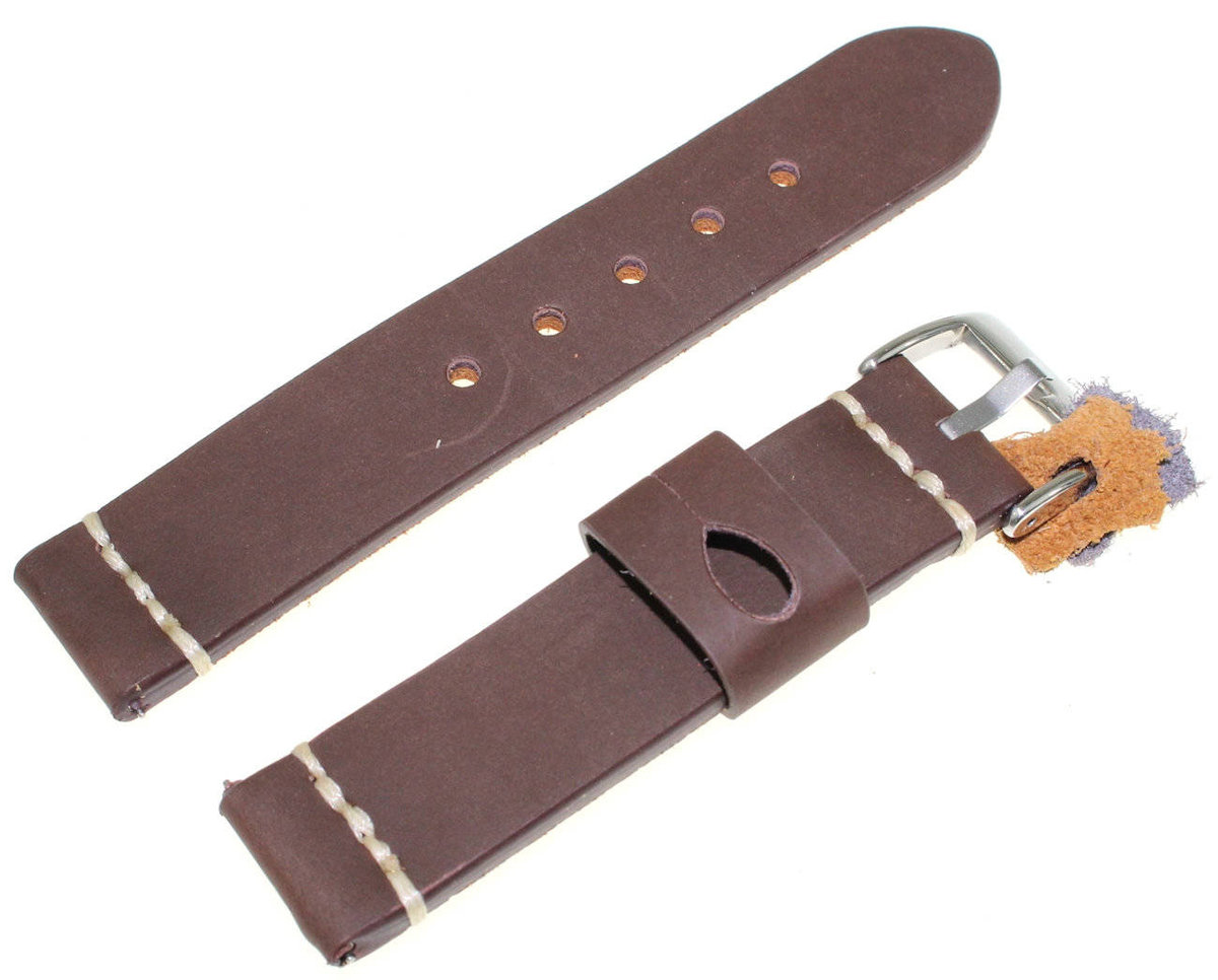 Sk��rzany pasek do zegarka 20 mm Diloy 392.20.2 br��zowy