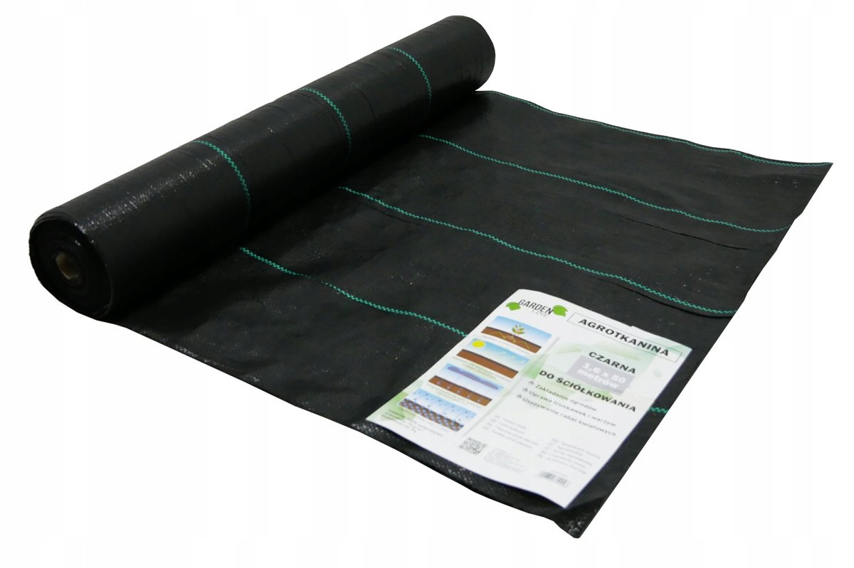 Agrotkanina czarna 1,1 x 100 m 70 g/m2 do ��ci����kowania + szpilki 110 metrow