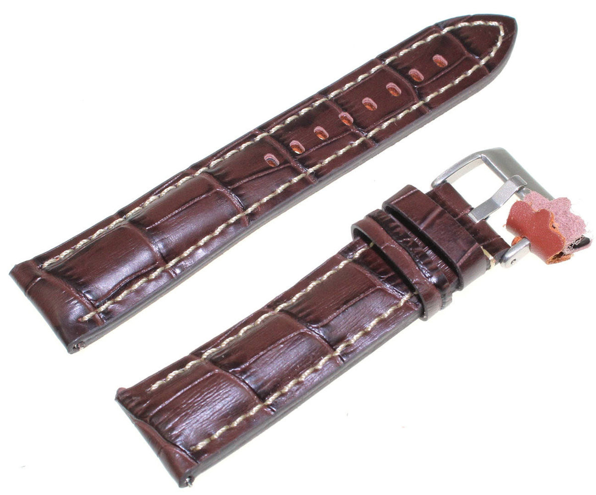 Sk��rzany pasek do zegarka 22 mm Diloy 395.22.2 ciemnobr��zowy