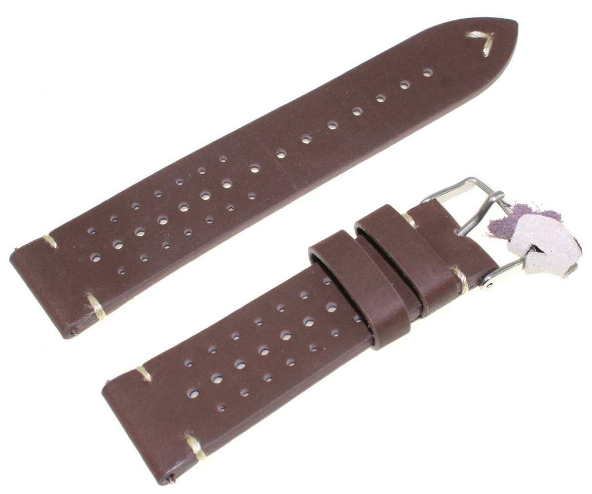 Sk��rzany pasek do zegarka 22 mm Diloy 435.22.2 br��zowy
