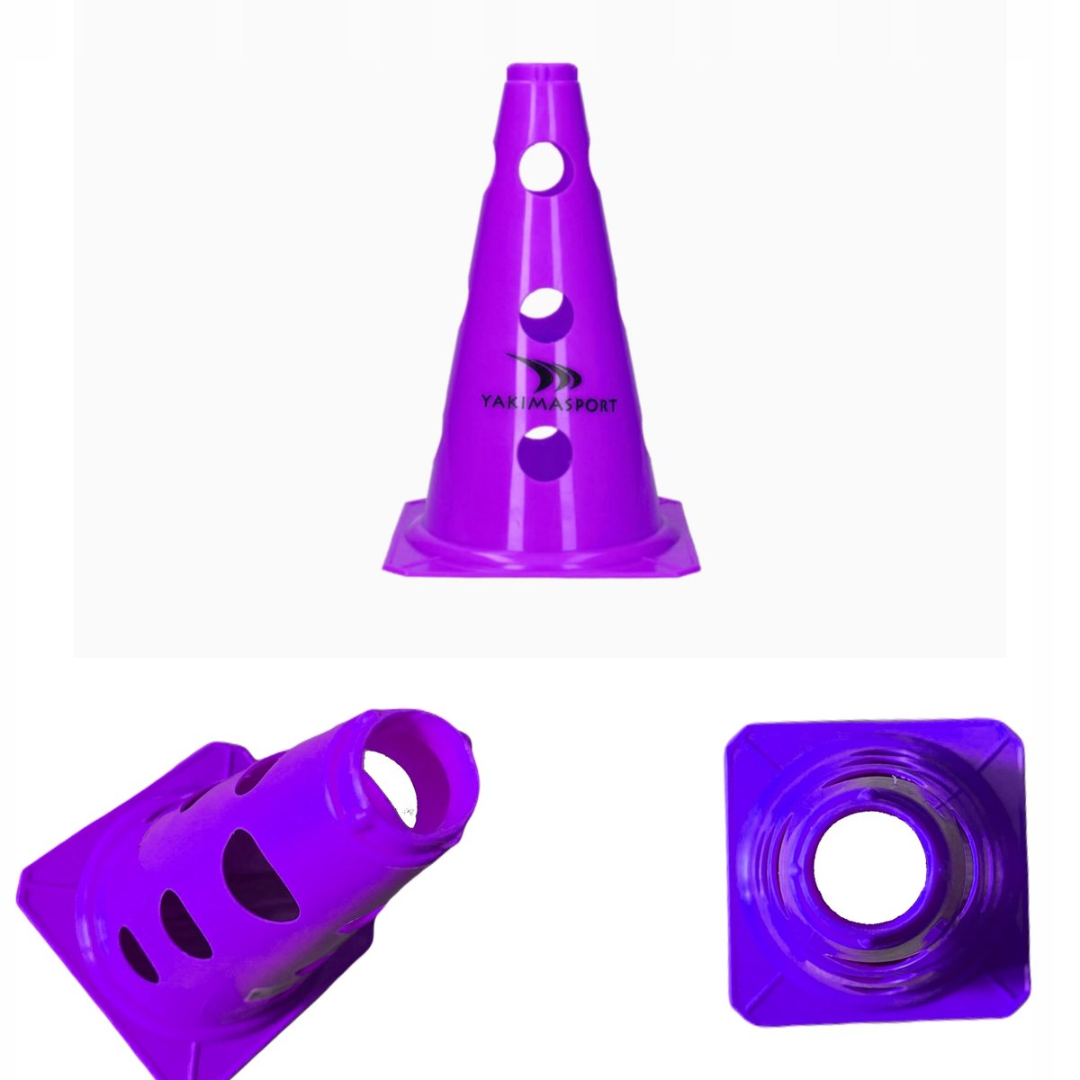 Pachołek treningowy z otworami 23cm lekki fioletowy średnica otworów 25 mm