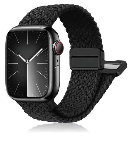 opaska pasek bransoleta NYLON MAGNETIC Apple Watch 1/2/3/4/5/6/7/8/9/10/Ultra 1/2/SE 42/44/45/46/49mm czarna