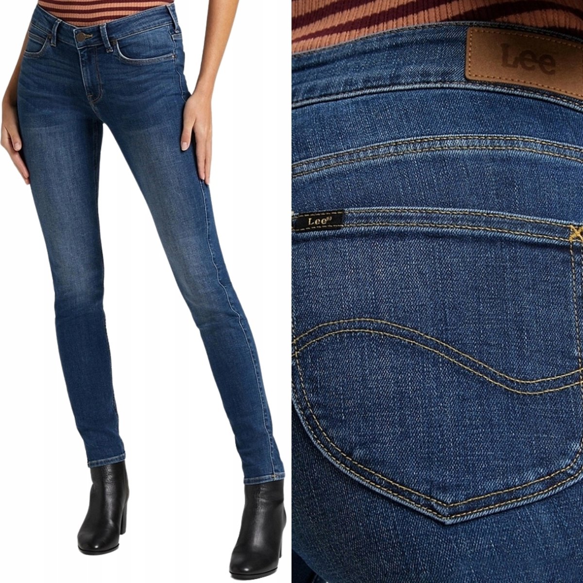 Lee SCARLETT Mid Martha DAMSKIE SPODNIE JEANSOWE RURKI CIEMNY DżINS W25 L29