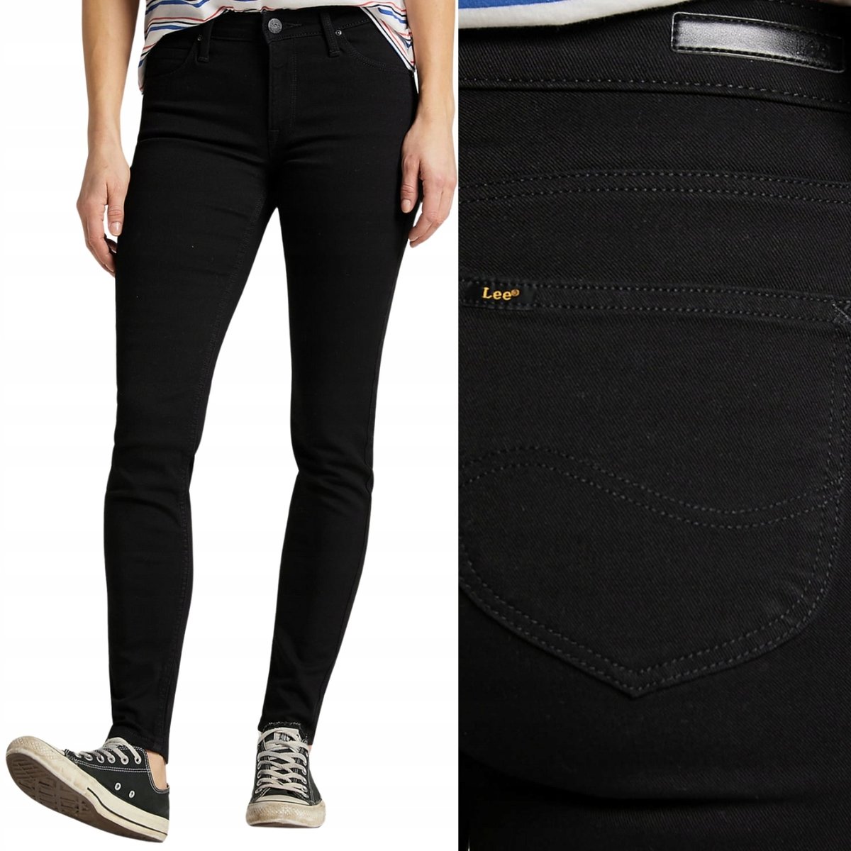 Lee SCARLETT Black Rinse CZARNE DAMSKIE SPODNIE JEANSOWE RURKI W25 L31