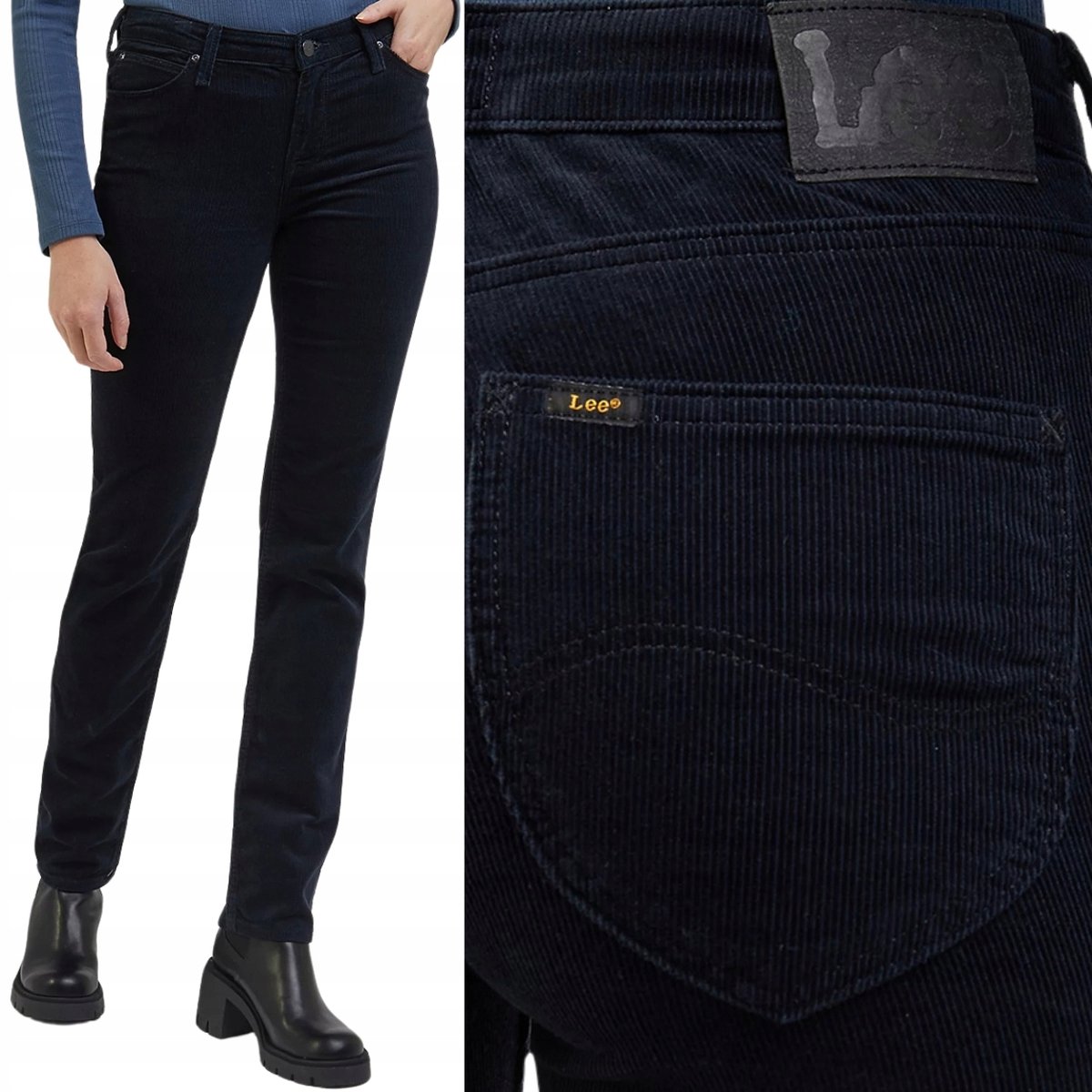 Lee MARION STRAIGHT Black KLASYCZNE CZARNE PROSTE DAMSKIE SZTRUKSY W29 L33