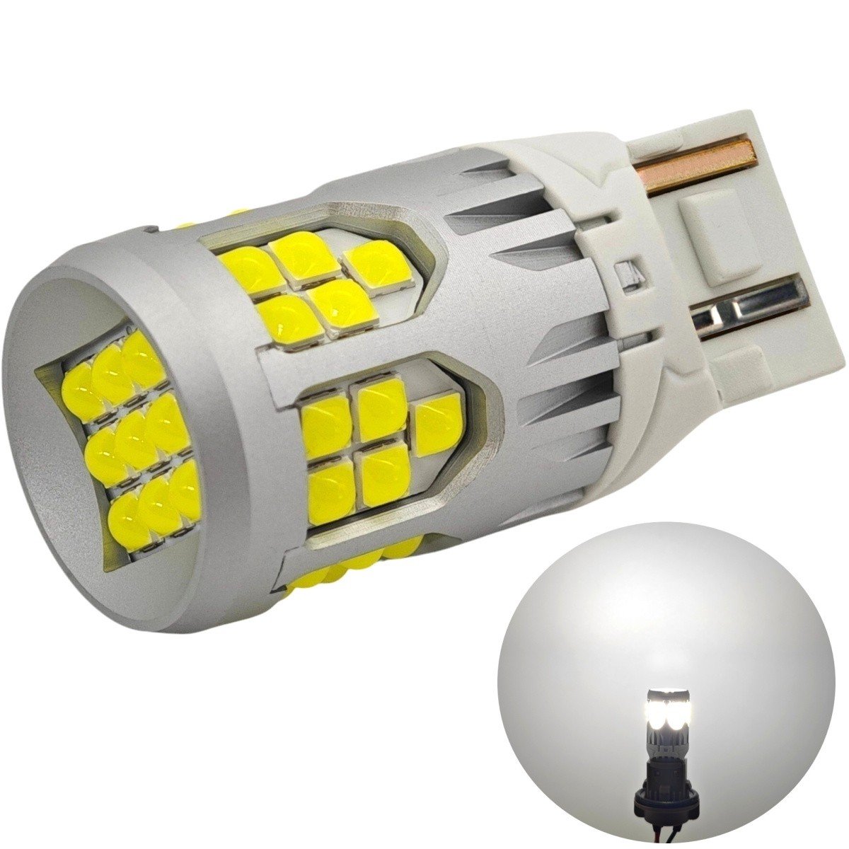 Żarówka LED W21W LED 7440 10-50V bez b����du 3000lm bia��a