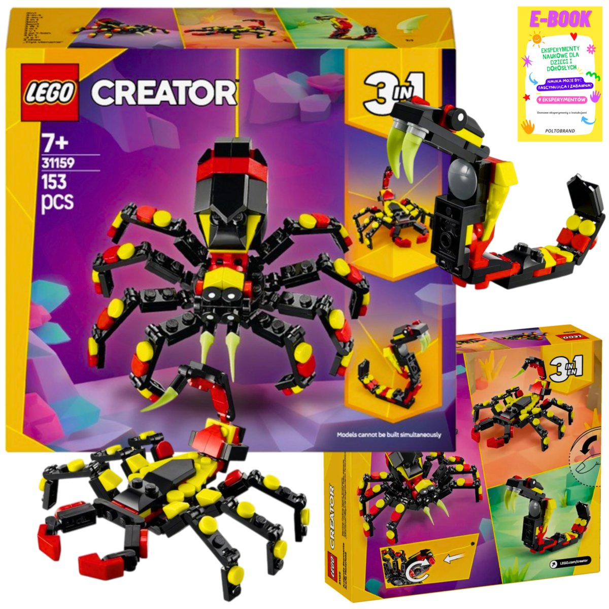 LEGO CREATOR 3 W 1 - DZIKIE ZWIERZ��TA : NIEZWYK��Y PAJ��K SKORPION W���� 31159 KLOCKI PREZENT + EBOOK