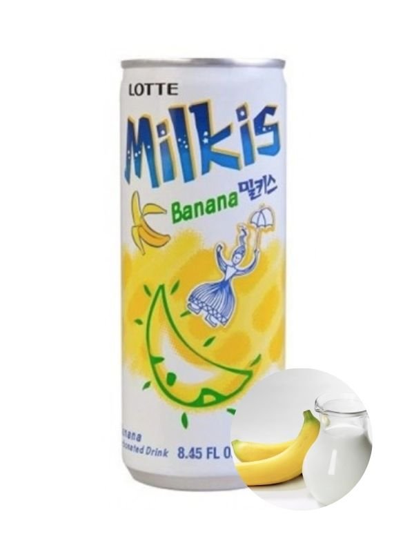 Nap��j mleczny korea��ski bananowy milkis bezalkoholowy gazowany o smaku banana puszka 250ml