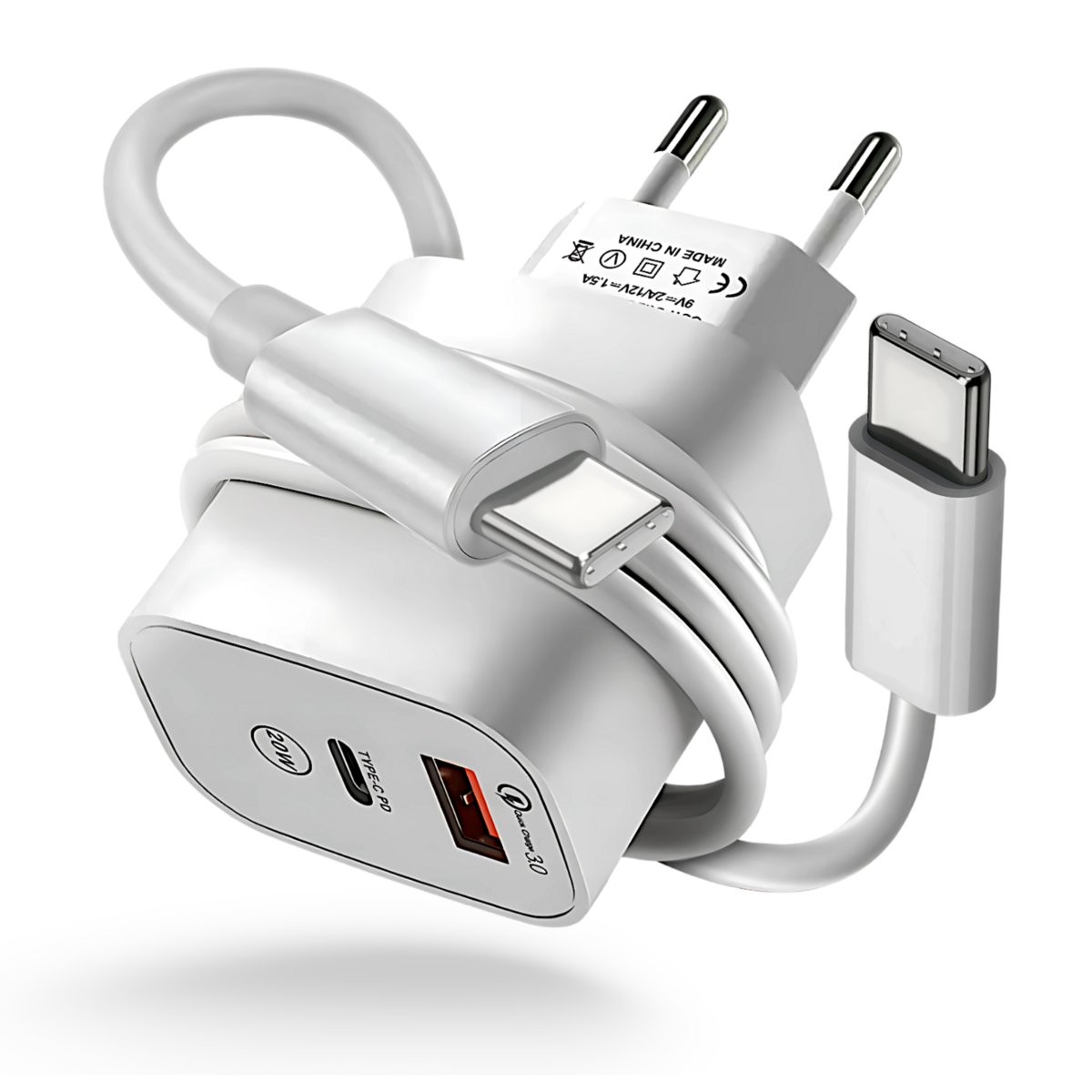 ZESTAW SZYBKA ��ADOWARKA SIECIOWA USB TYPE-C + KABEL TYPE C PD20W 3000mA