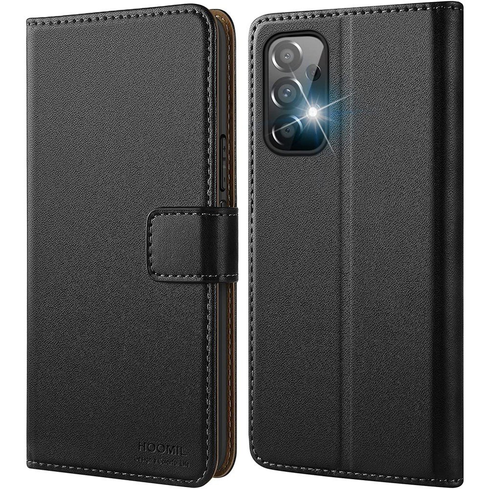 HOOMIL Etui Ochronne z Klapk�� ze Sk��ry do Samsung Galaxy A72 Czarne