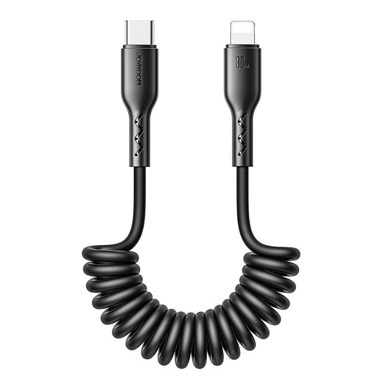 Kabel szybko ��aduj��cy do samochodu Joyroom USB-C do Lightning Easy-Travel Series 30W 1.5m, skr��cany (czarny)