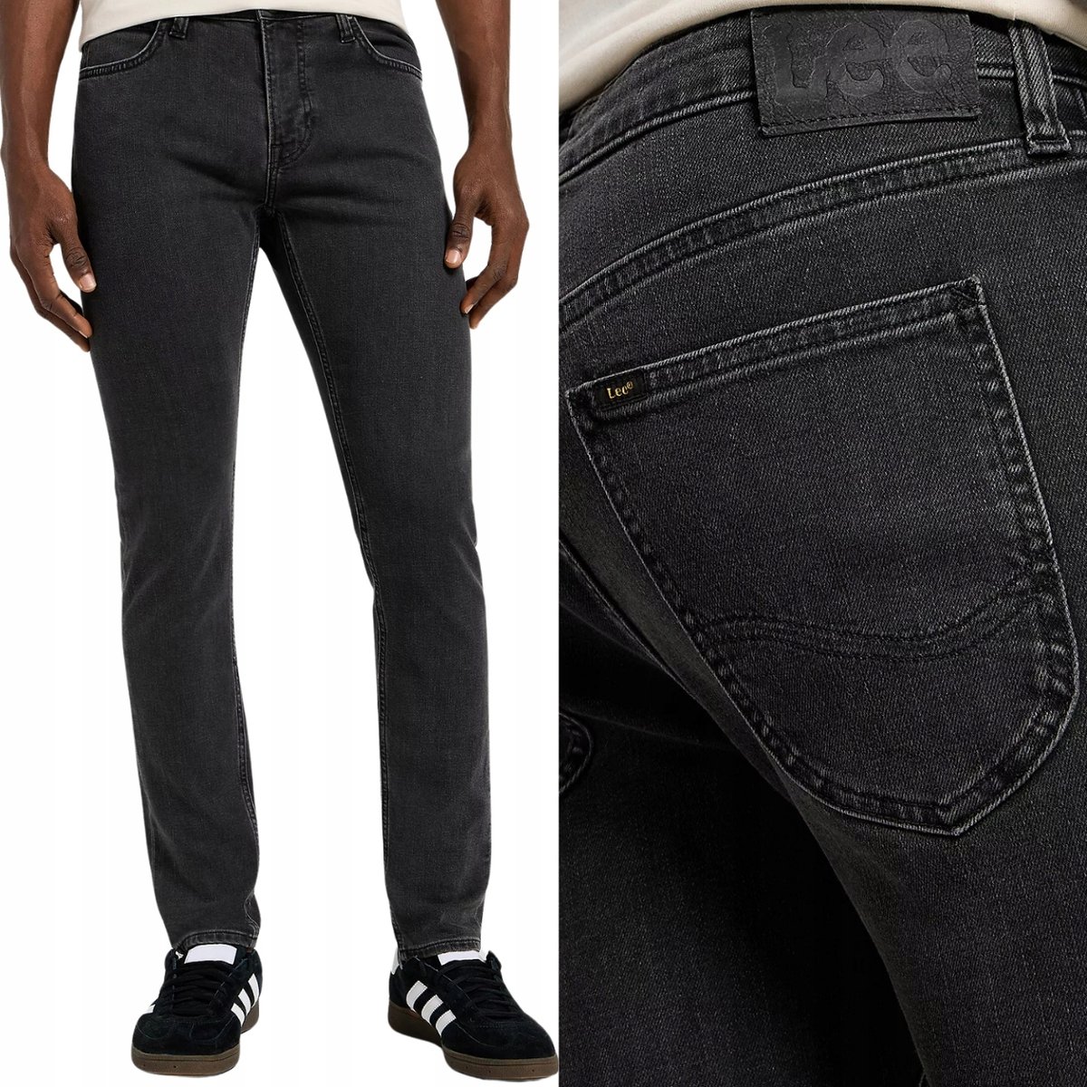Lee MALONE SKINNY Dark Asphalt DżINS SZARE SPODNIE JEANSOWE RURKI W30 L32