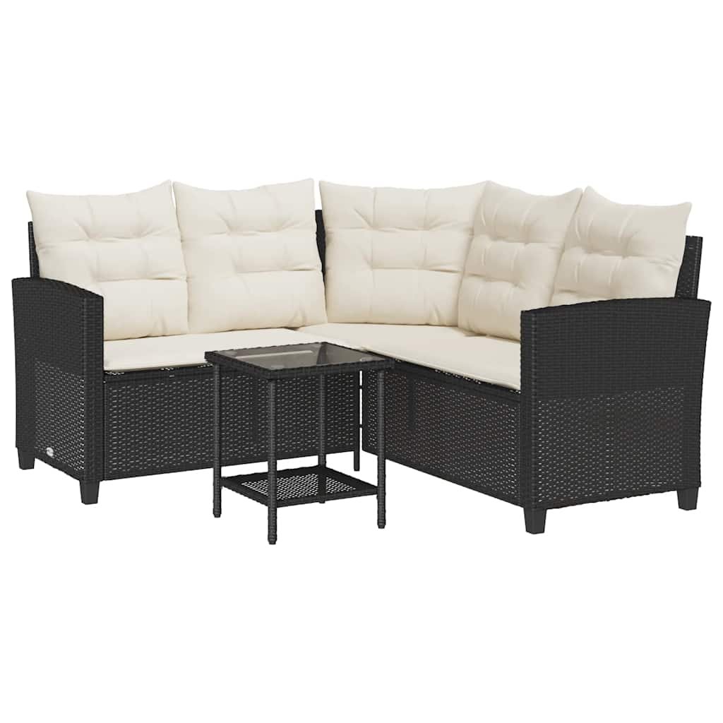 vidaXL Sofa ogrodowa ze stołem i poduszkami w kształcie litery L