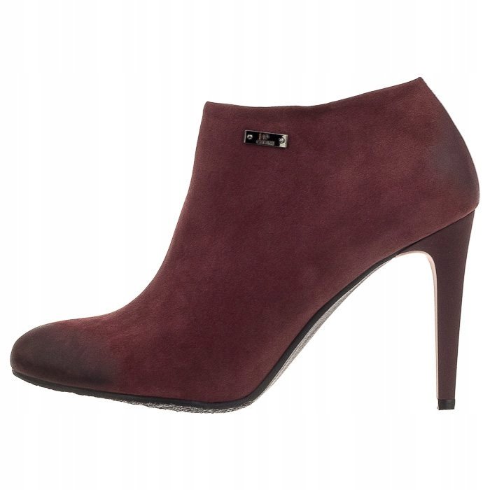 Bordowe botki Carinii B3689-B73 sk��ra nubuk szpilka eleganckie r.40