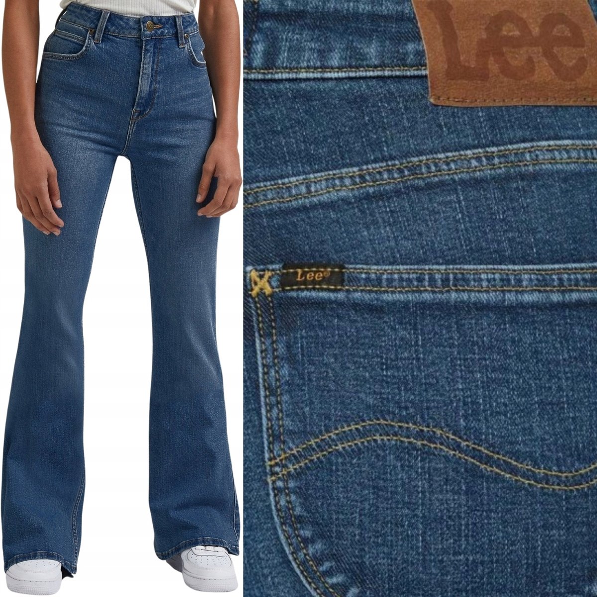 Lee BREESE FLARE Typhoon WYSOKIE DAMSKIE SPODNIE JEANSOWE DZWONY W26 L31
