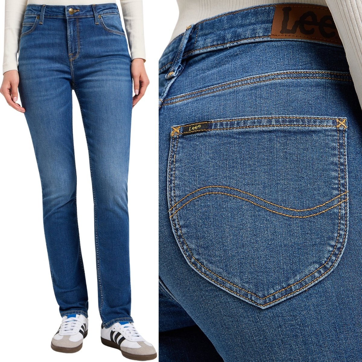 Lee ELLY SLIM Dark Twist DOPASOWANE PROSTE DAMSKIE SPODNIE JEANSOWE W30 L33
