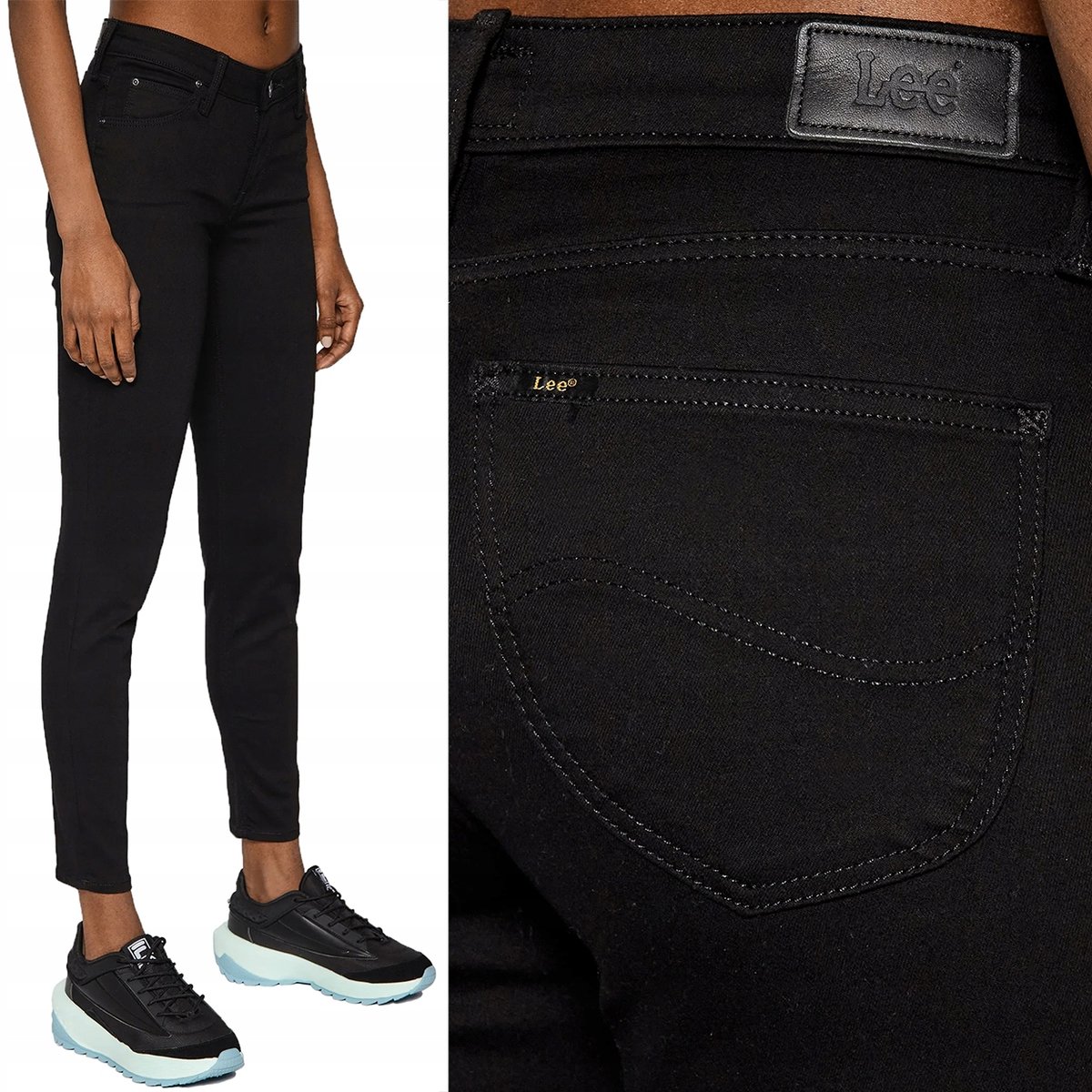Lee SCARLETT Black Rinse CZARNE DAMSKIE SPODNIE JEANSOWE RURKI W25 L31
