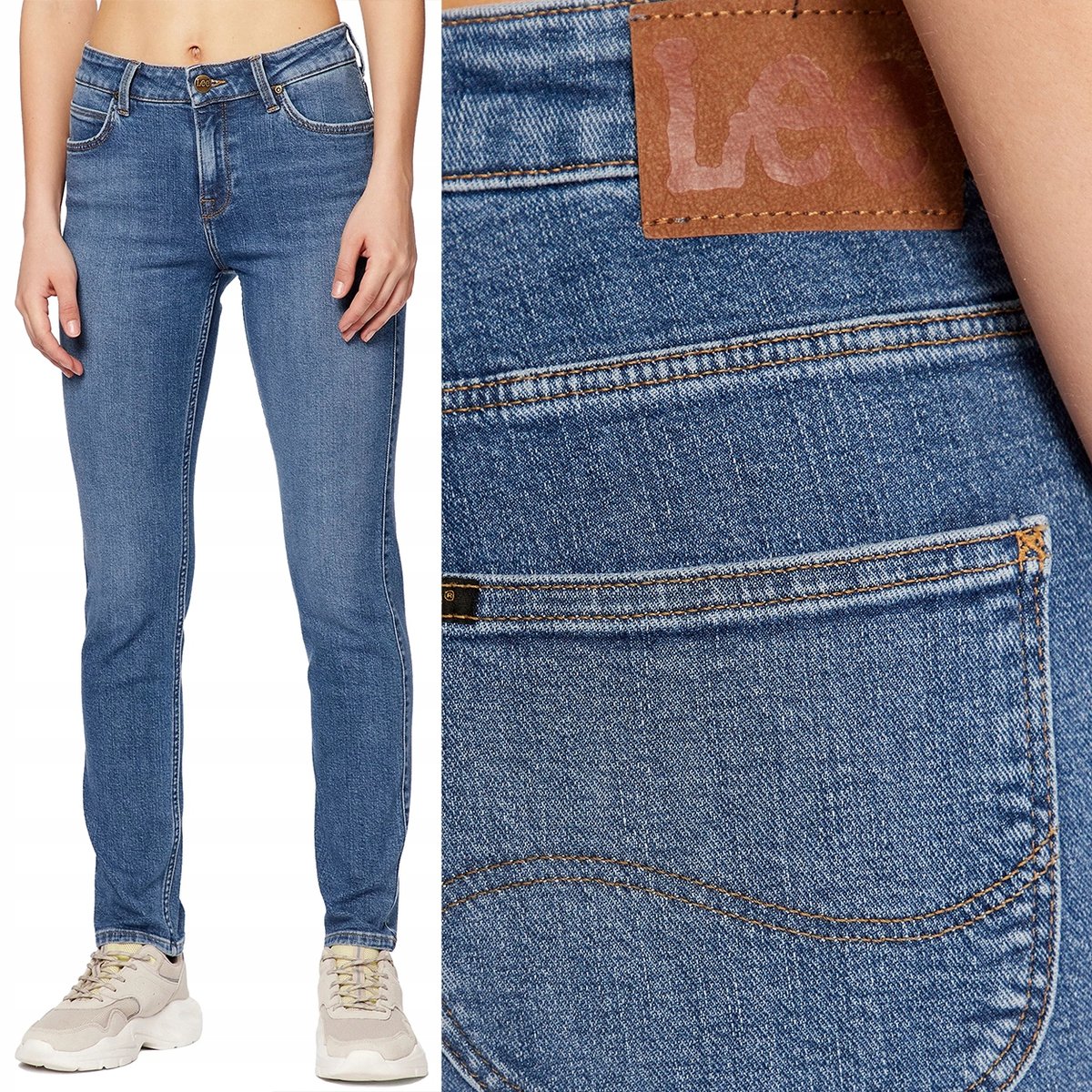 Lee ELLY SLIM Feels Like Indigo PROSTE DAMSKIE SPODNIE JEANSOWE W34 L33