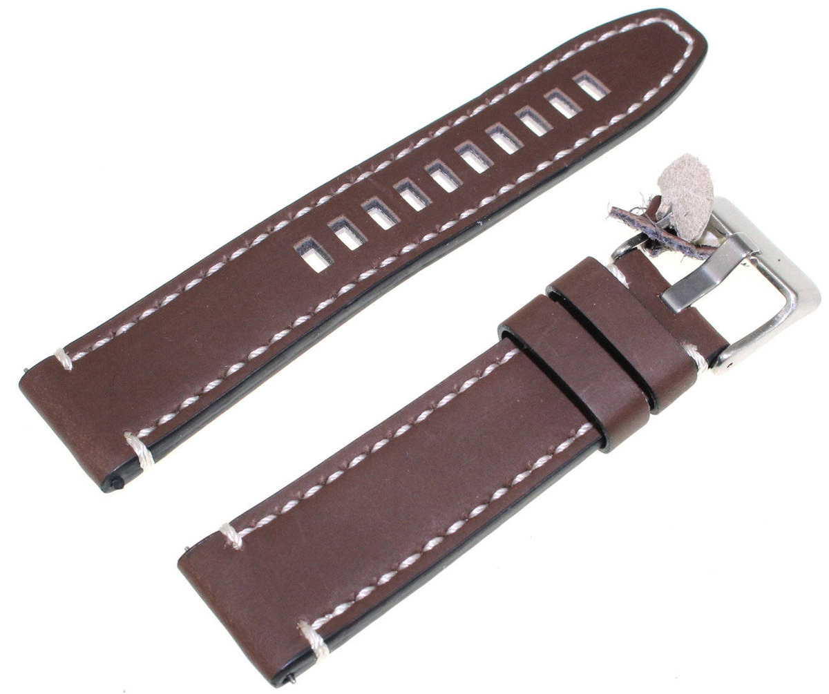 Sk��rzany pasek do zegarka 22 mm Diloy 414.22.2 br��zowy