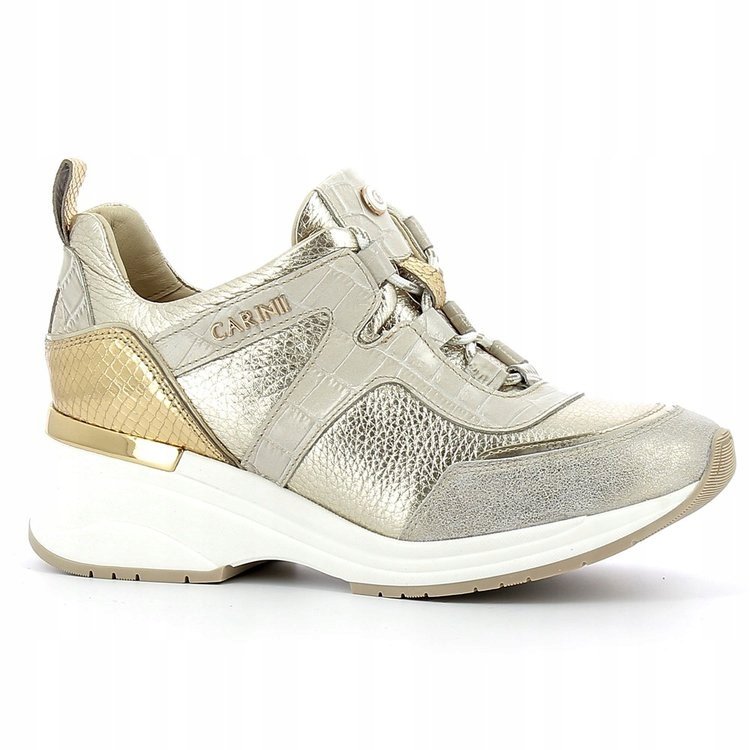 Z��ote sneakersy CARINII B5787-F76 sk��ra koturn damskie r.38