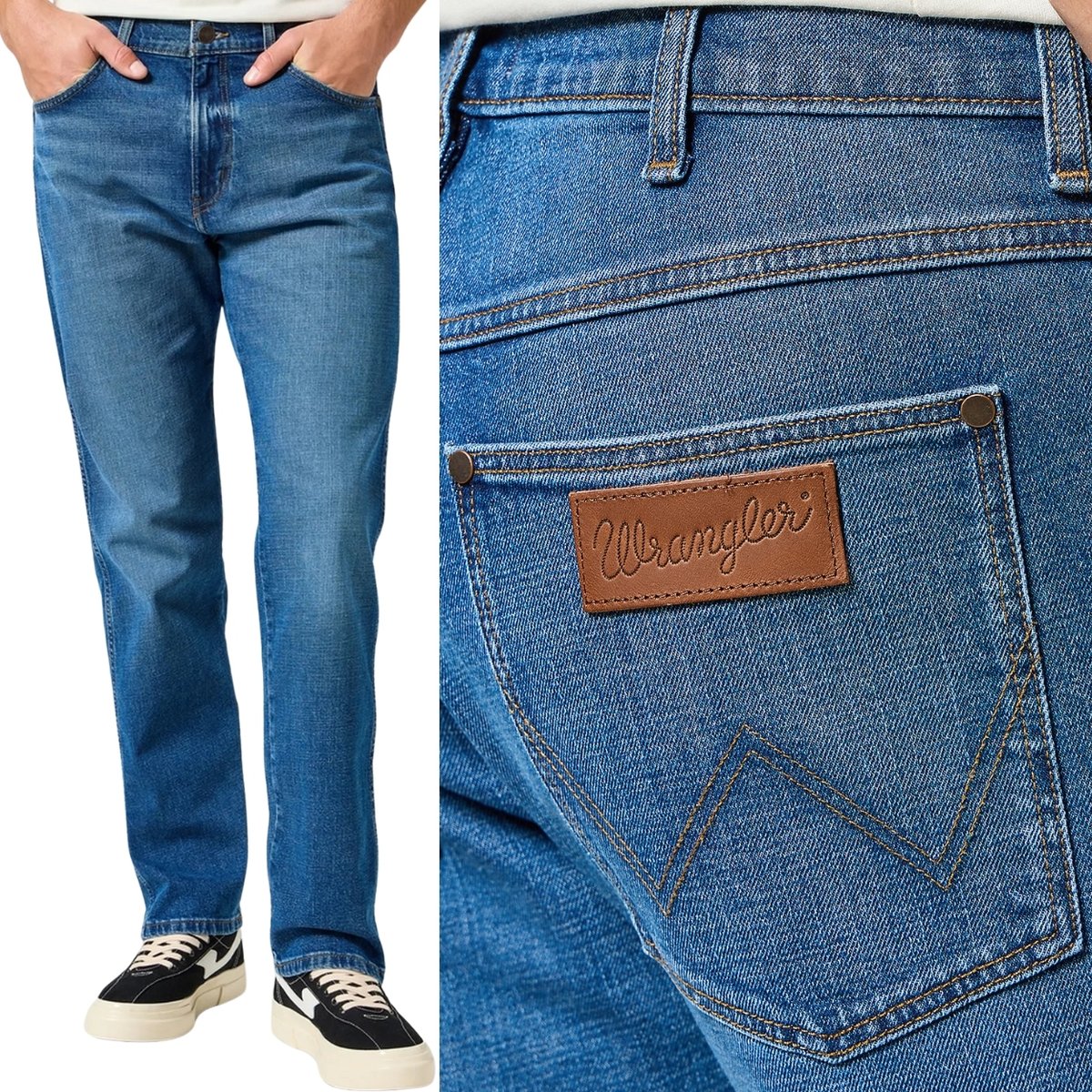 Wrangler FRONTIER RELAXED Raindrop LUŹNE PROSTE SPODNIE JEANSOWE W34 L30