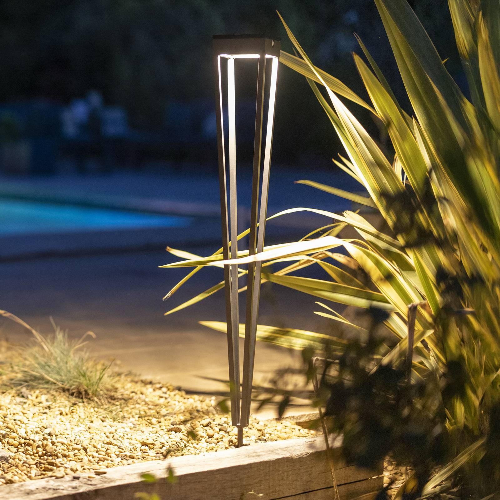 Les Jardins Latarka solarna LED Tinka, szara, 90 cm, szpikulec do ziemi