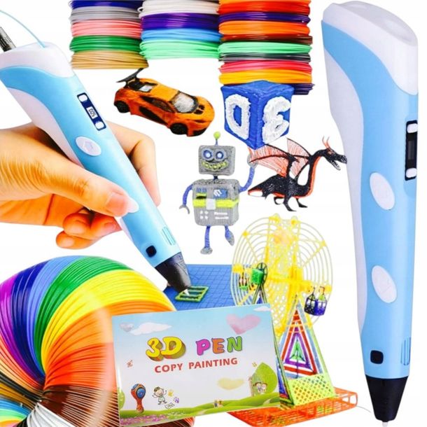 Długopis 3d Dla Dzieci Drukarka Pen Niebieski + 110m Wkład + Mata + Szablon