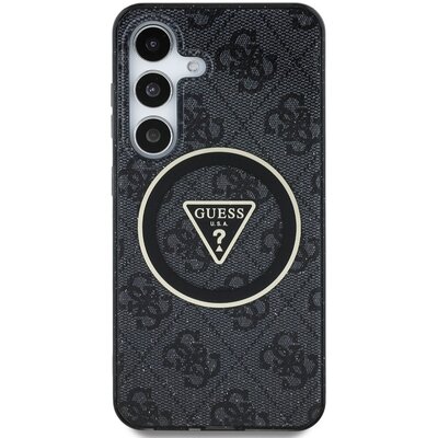 Etui GUESS 4G Glitter Triangle Buttons MagSafe do Samsung Galaxy S25 Czarny