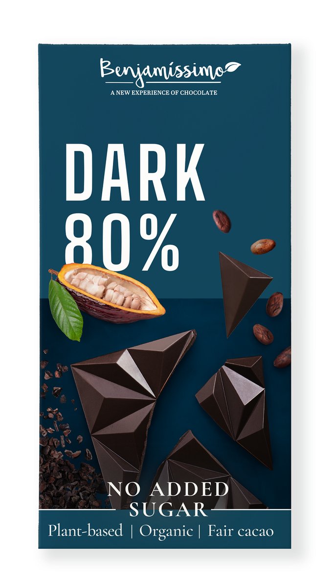 Czekolada Gorzka 80 % BEZ Dodatku Cukr��w Bezglutenowa BIO 60 g - Benjamissimo