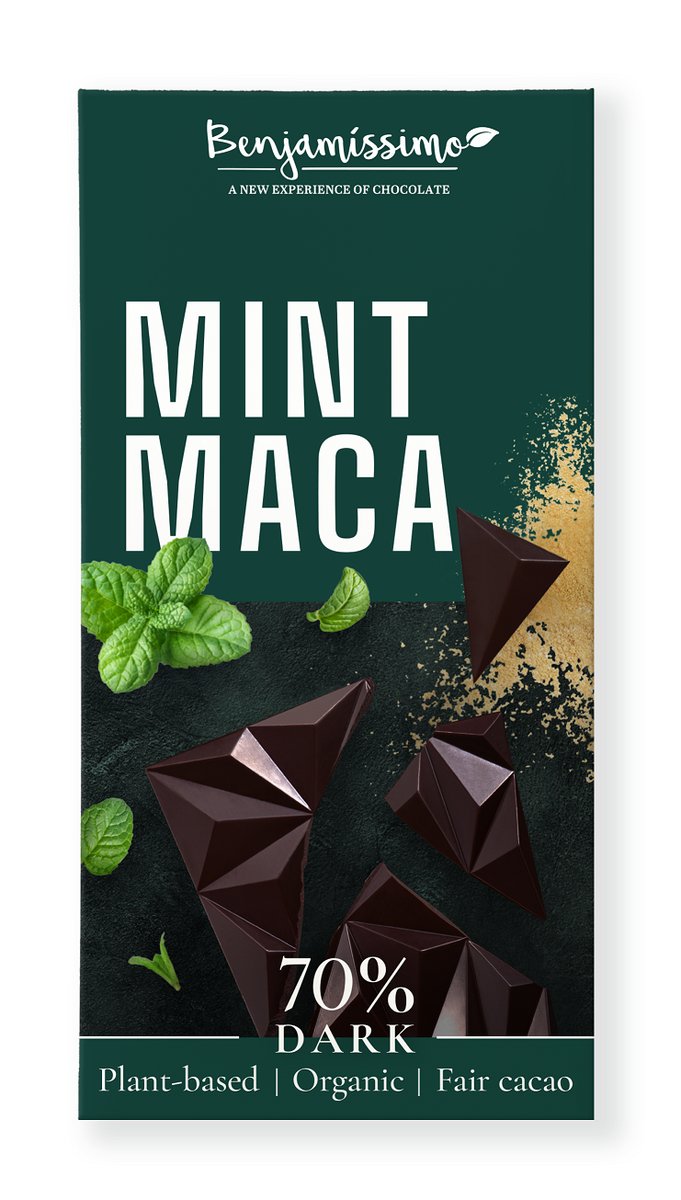 Czekolada Gorzka Maca - Mi��ta Bezglutenowa BIO 60 g - Benjamissimo